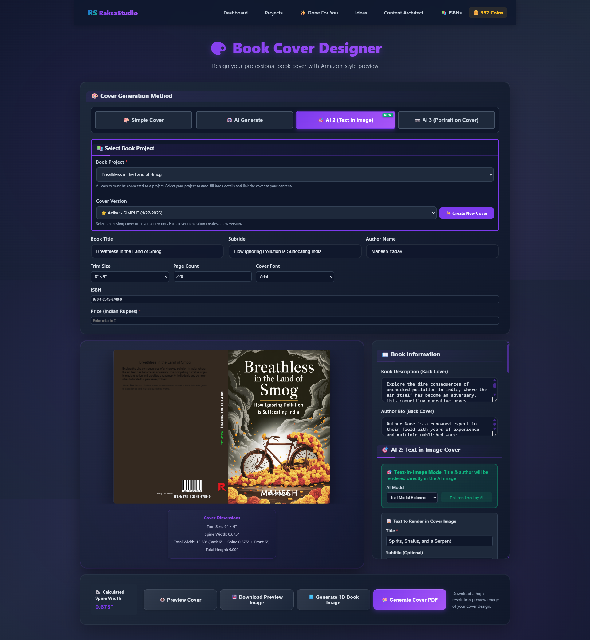 Book Cover Designer showing Breathless in the Land of Smog